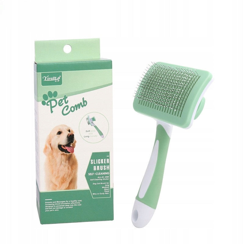 Cat Dog Brush for Hair Green Self-Cleaning Comfortable Manufacturer code Z0014