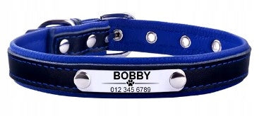 Cat Dog Collar Personalized Name + Phone Number L Blue
