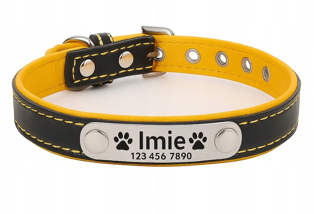 Cat Dog Collar Personalized Name + Phone Number L Yellow