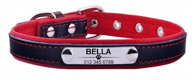 Cat Dog Collar Personalized Name + Phone Number M Red