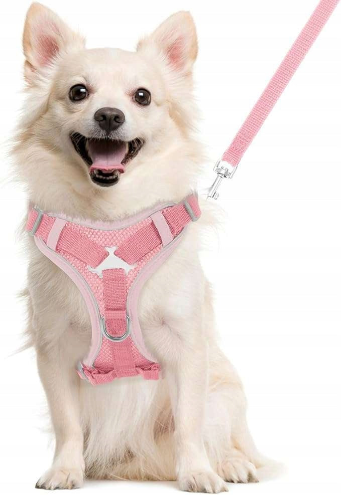 Cat Dog Harness with Lanyard Adjustable with Reflective Straps Pink XL Packaging status original