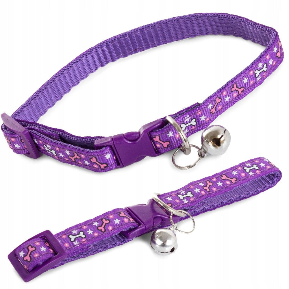 Cat Dog Material Collar with Bell Universal Snap