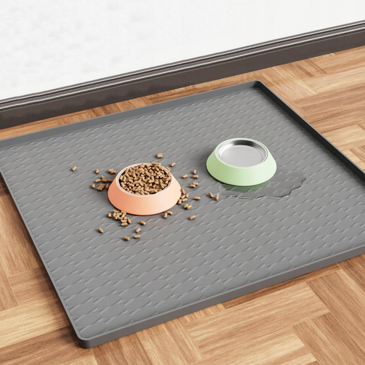 Cat Dog Placemat Easy to Store Versatile Non slip Reusable Spill proof Grey Packaging status original