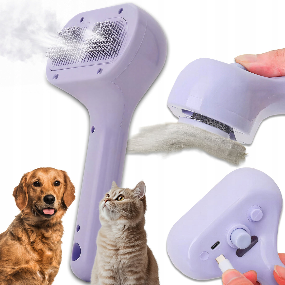 Cat Dog Steam Brush Animal Hair Care Combing For Couple Dogs