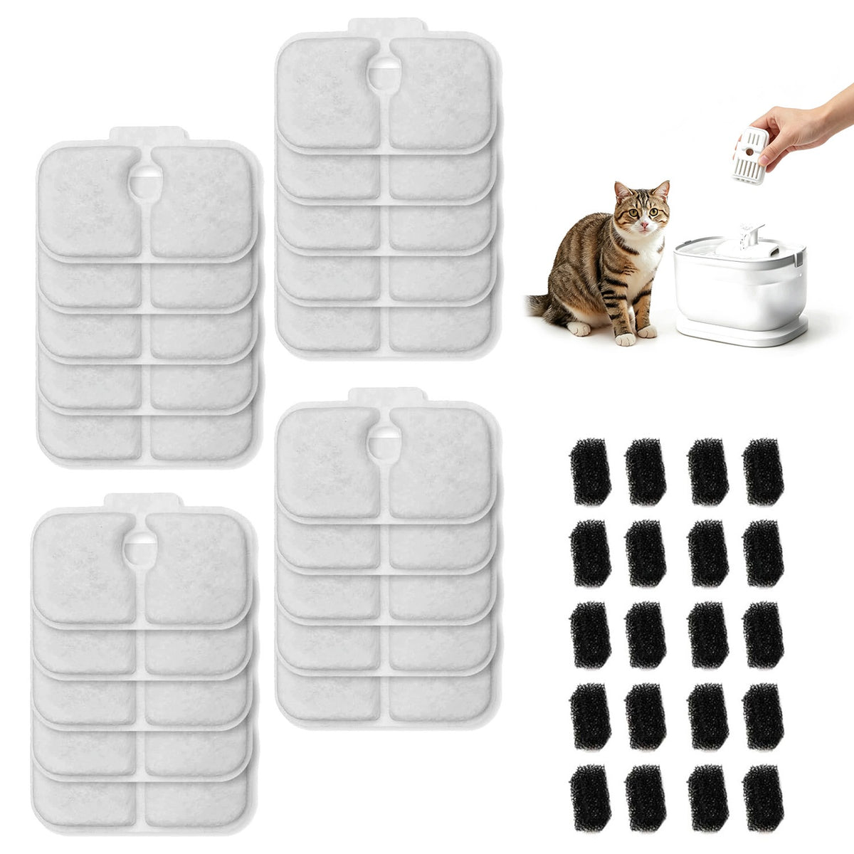 Cat Drinker Filter 20 Filters 20 Sponges With Remains Hair Capture
