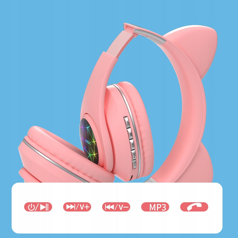 Cat Ear Headphones Wireless BLUETOOTH On-Ear RGB Colors For Kids Manufacturer code 0178