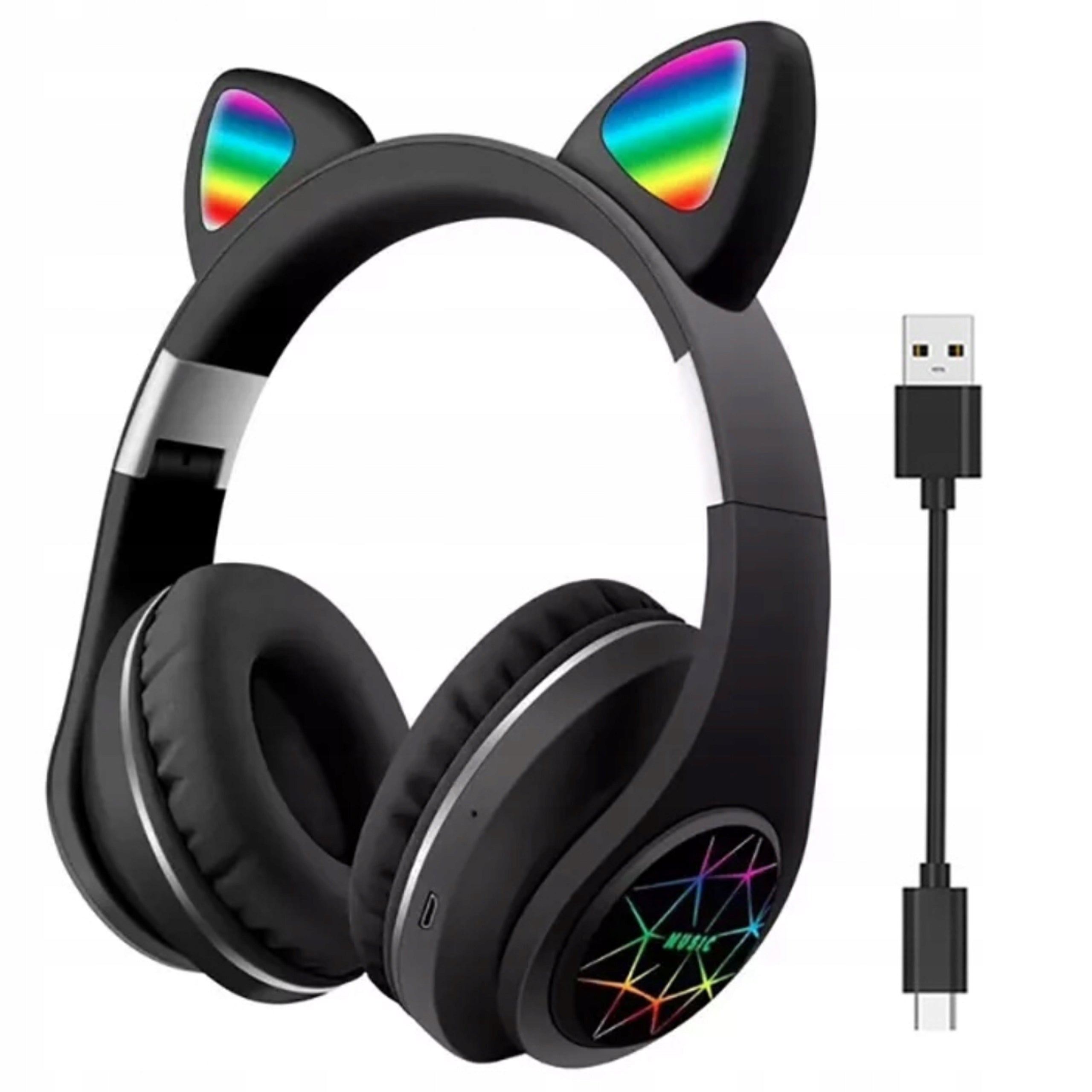Cat Ear Headphones Wireless BLUETOOTH On-Ear RGB Colors For Kids