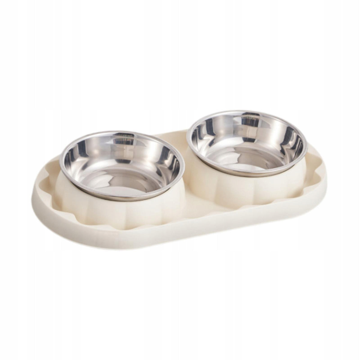 Cat Feeder Bowls Convenient Feeding Station Anti Spilling Double White