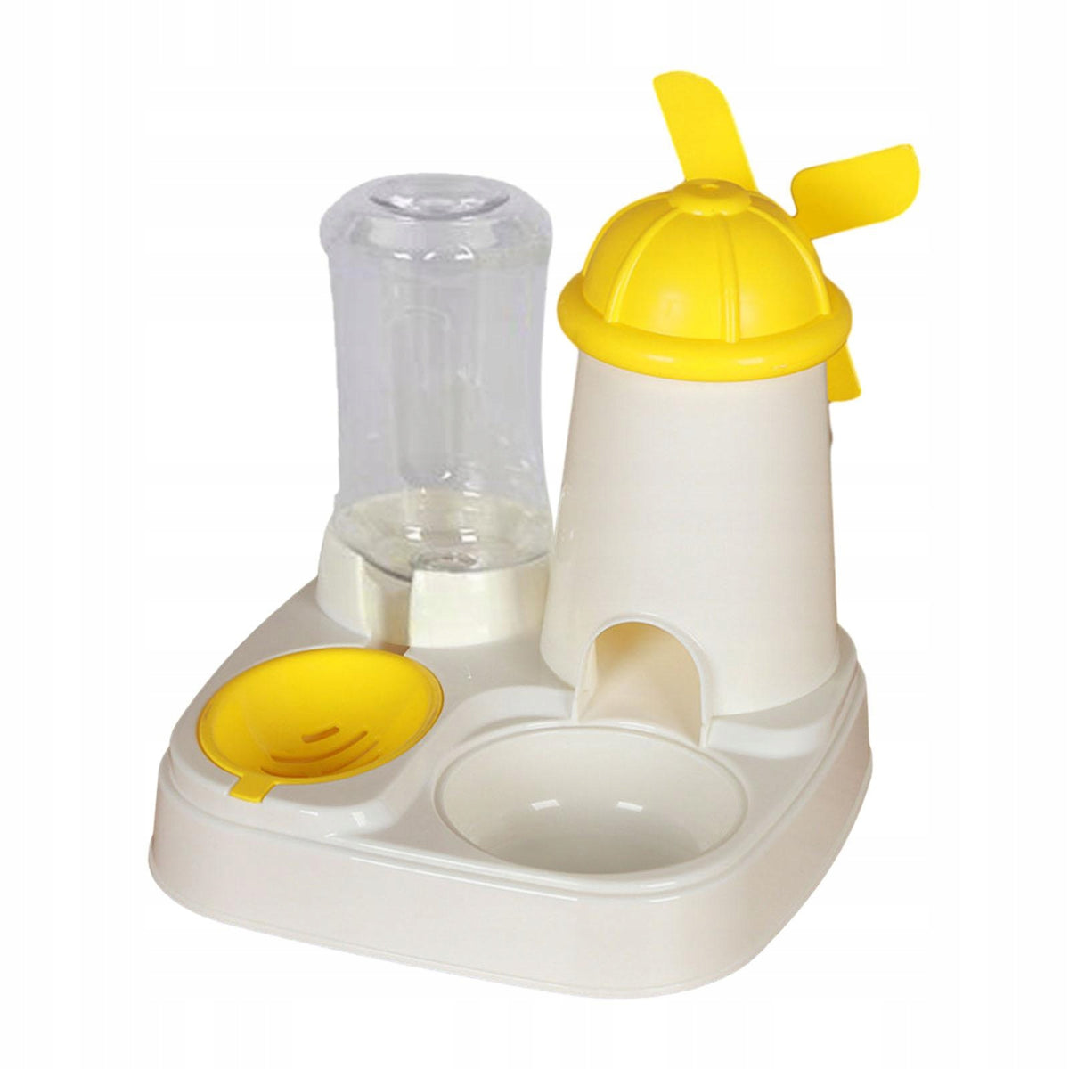 Cat Feeder and Water Dispenser Pet Waterer for Small Medium Pets Yellow