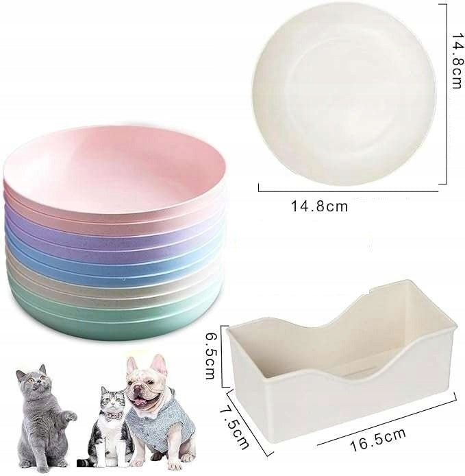 Cat Feeding Bowl Set Flat Colorful Food Set 10 Pcs