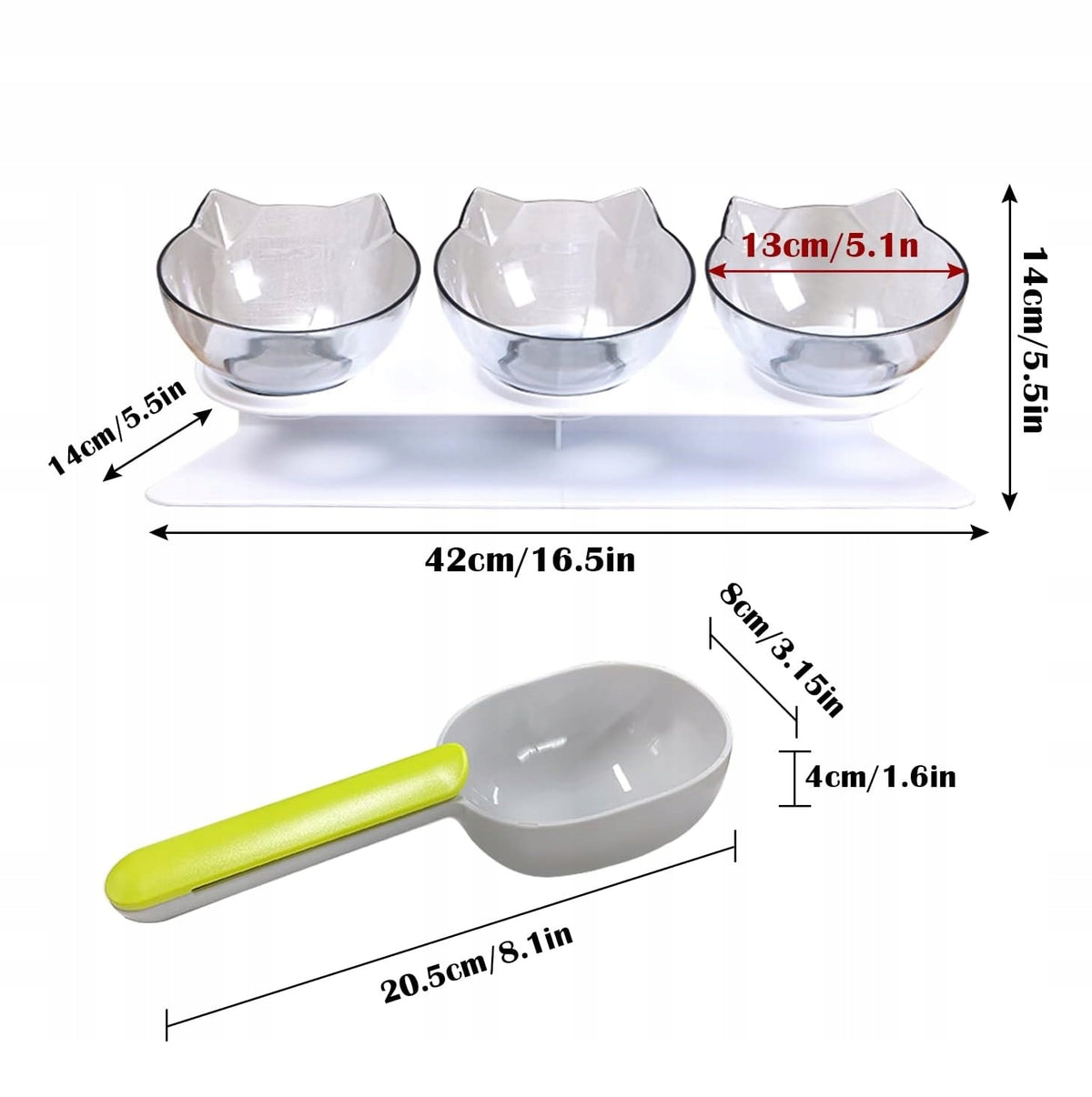 Cat Feeding Bowl Set of 3 Non-Slip Bowls 200 ml