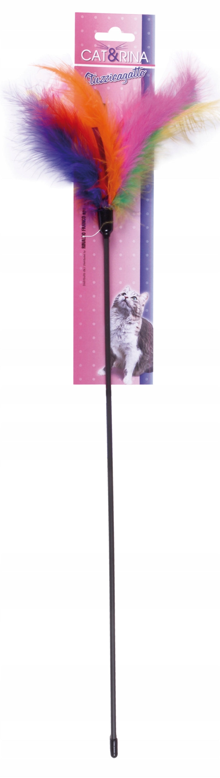 Cat Fishing Rod Colorful Feathers