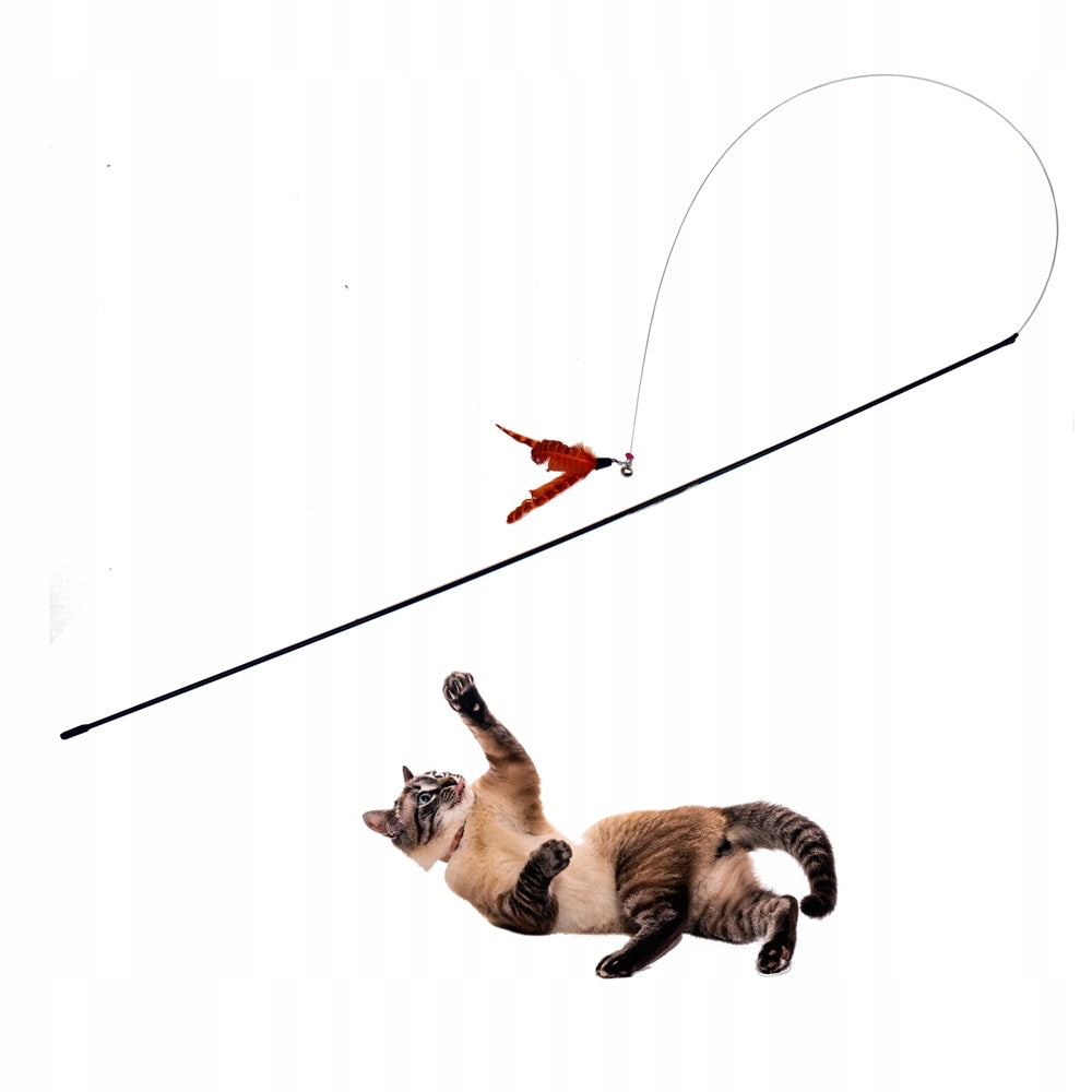 Cat Fishing Rod Telescopic Toy with Feathers Pull-Out Makspol 2m