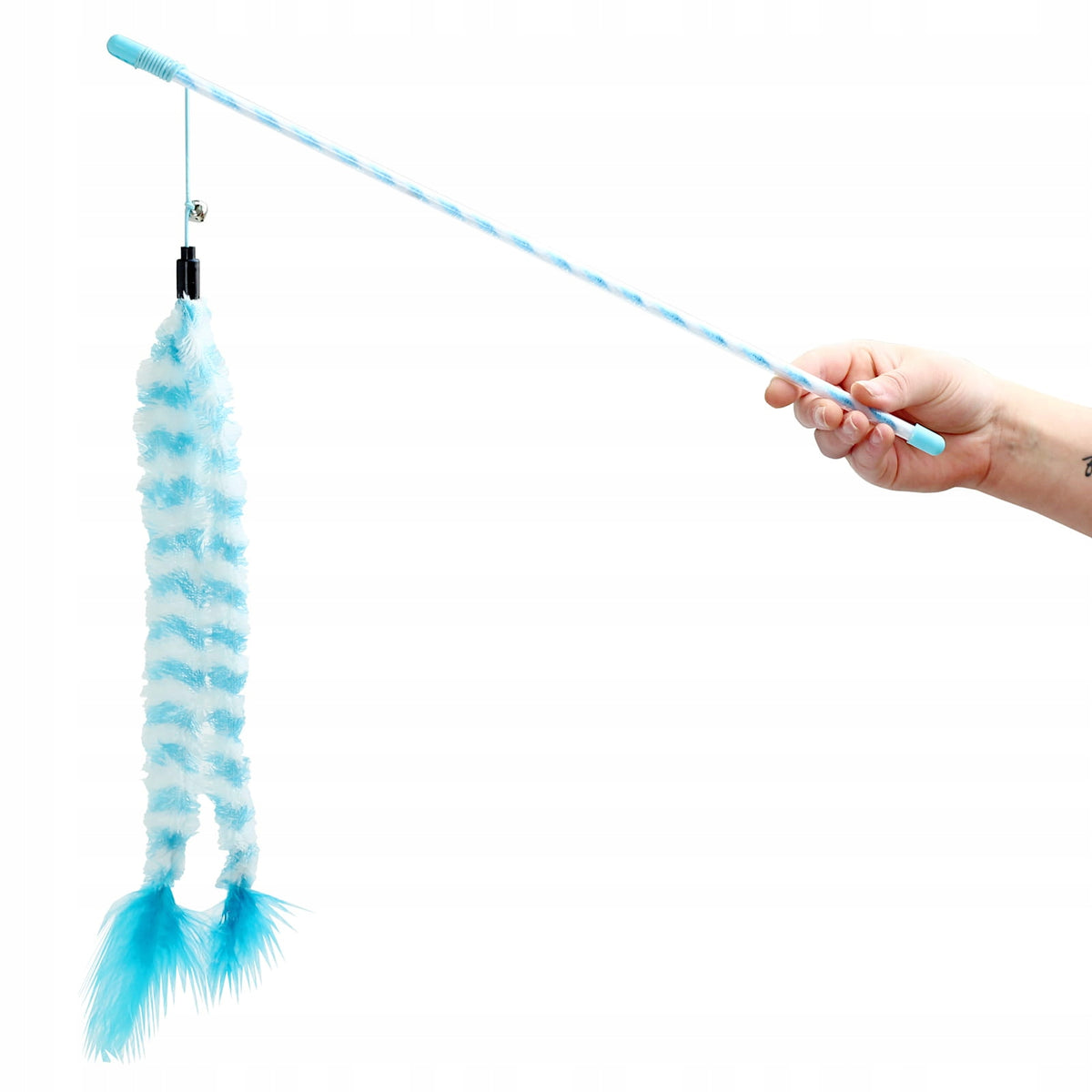 Cat Fishing Rod Toy Fur Strips with Feathers Blue Manufacturer code 251440