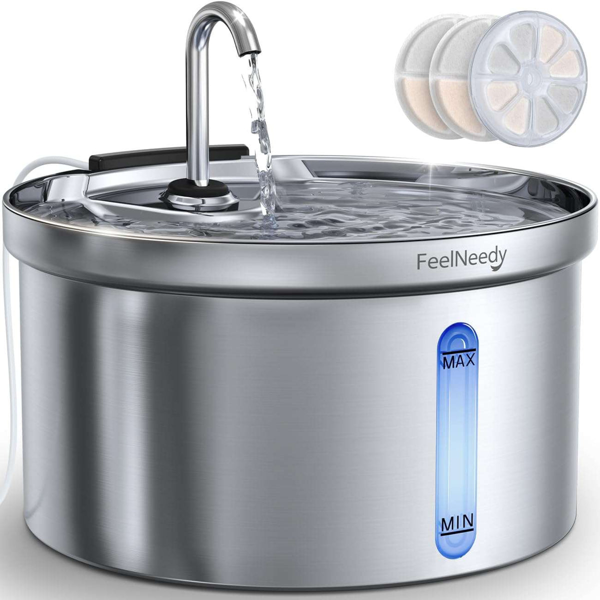 Cat Fountain Drinker Automatic Steel Filters FEELNEEDY FN-W08