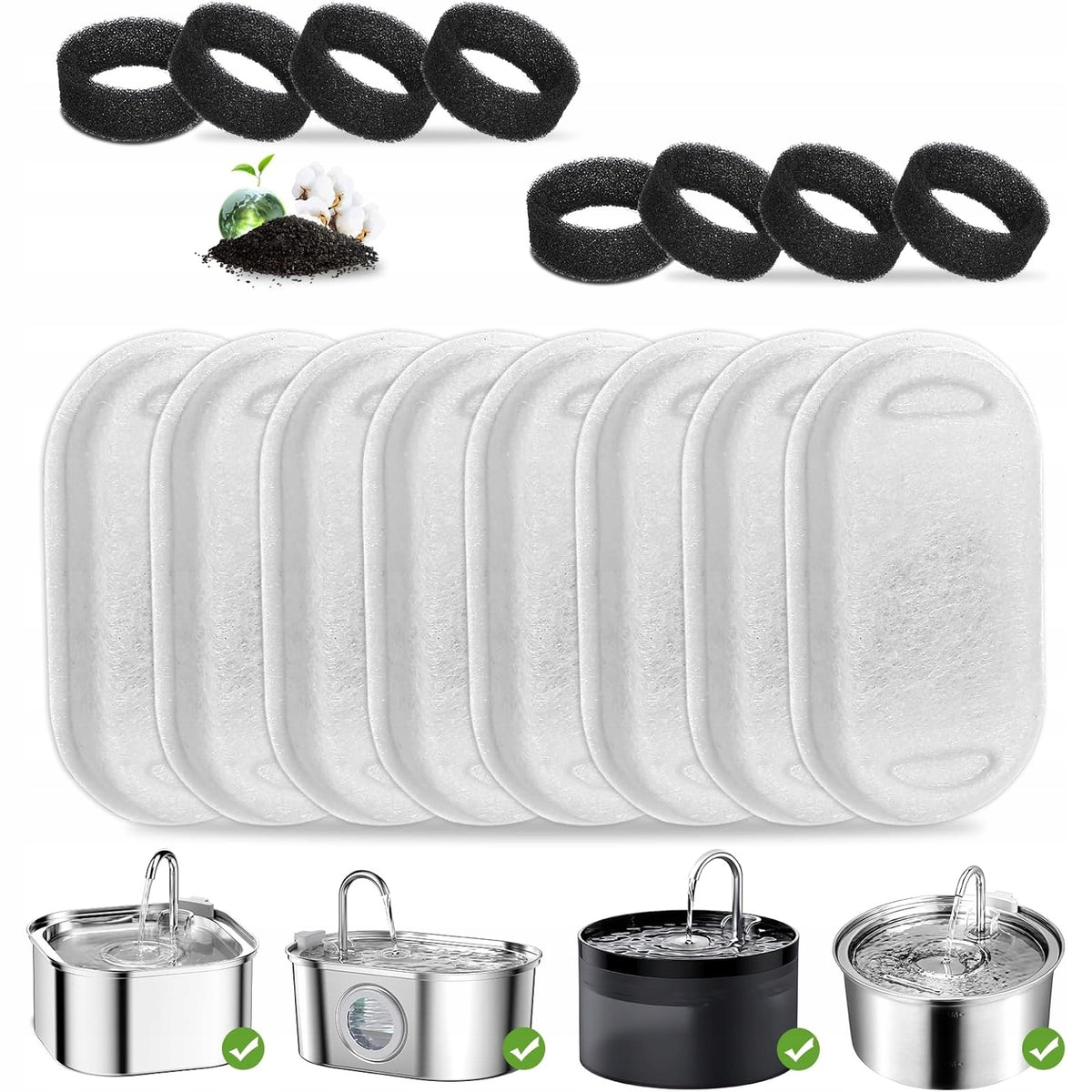 Cat Fountain Filters 10 Filters and 10 Sponges