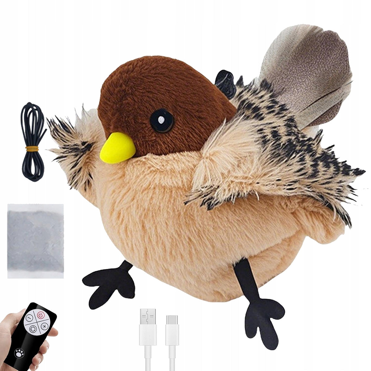 Cat Fur Toy SMALL BIRD Interactive Bird Toy Packaging status original