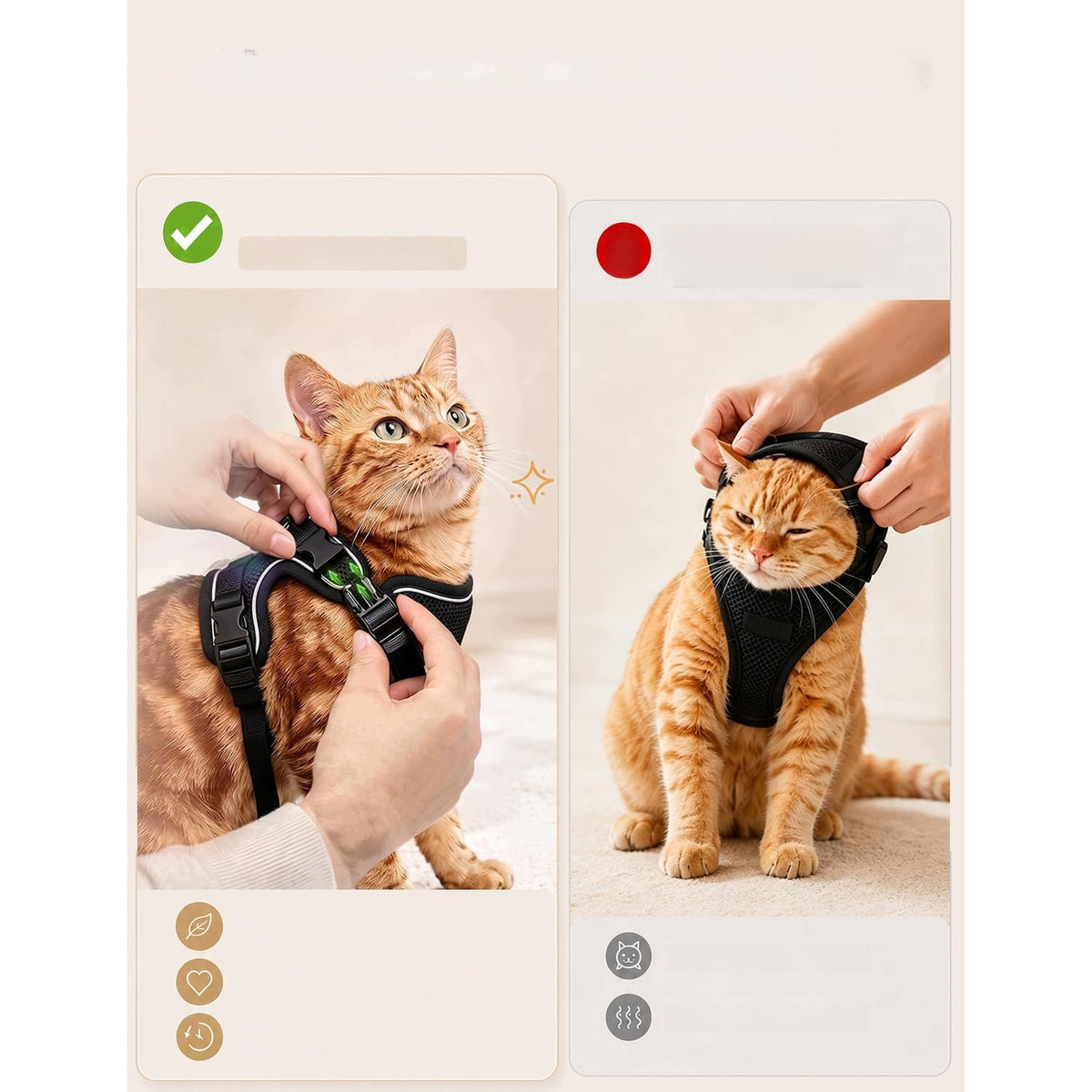 Cat Harness with Anti-Escape Lanyard Adjustable Breathable for Kitten Size other