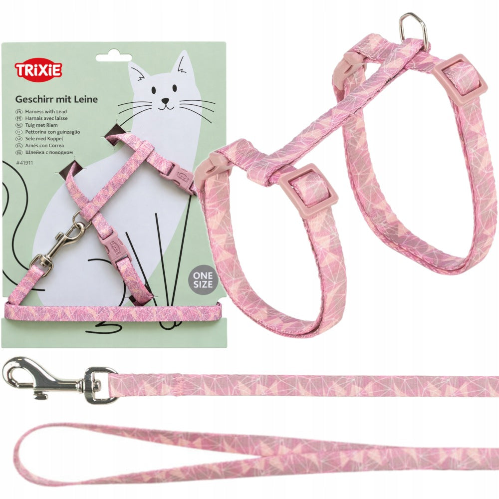 Cat Harness with Lanyard Trixie Geometry Adjustable 27-45 cm, Colours