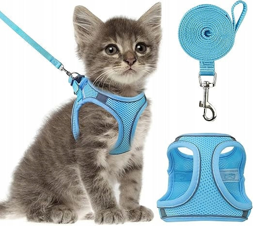 Cat Harness with Reflective Lanyard Adjustable Breathable Blue XS Brand CE