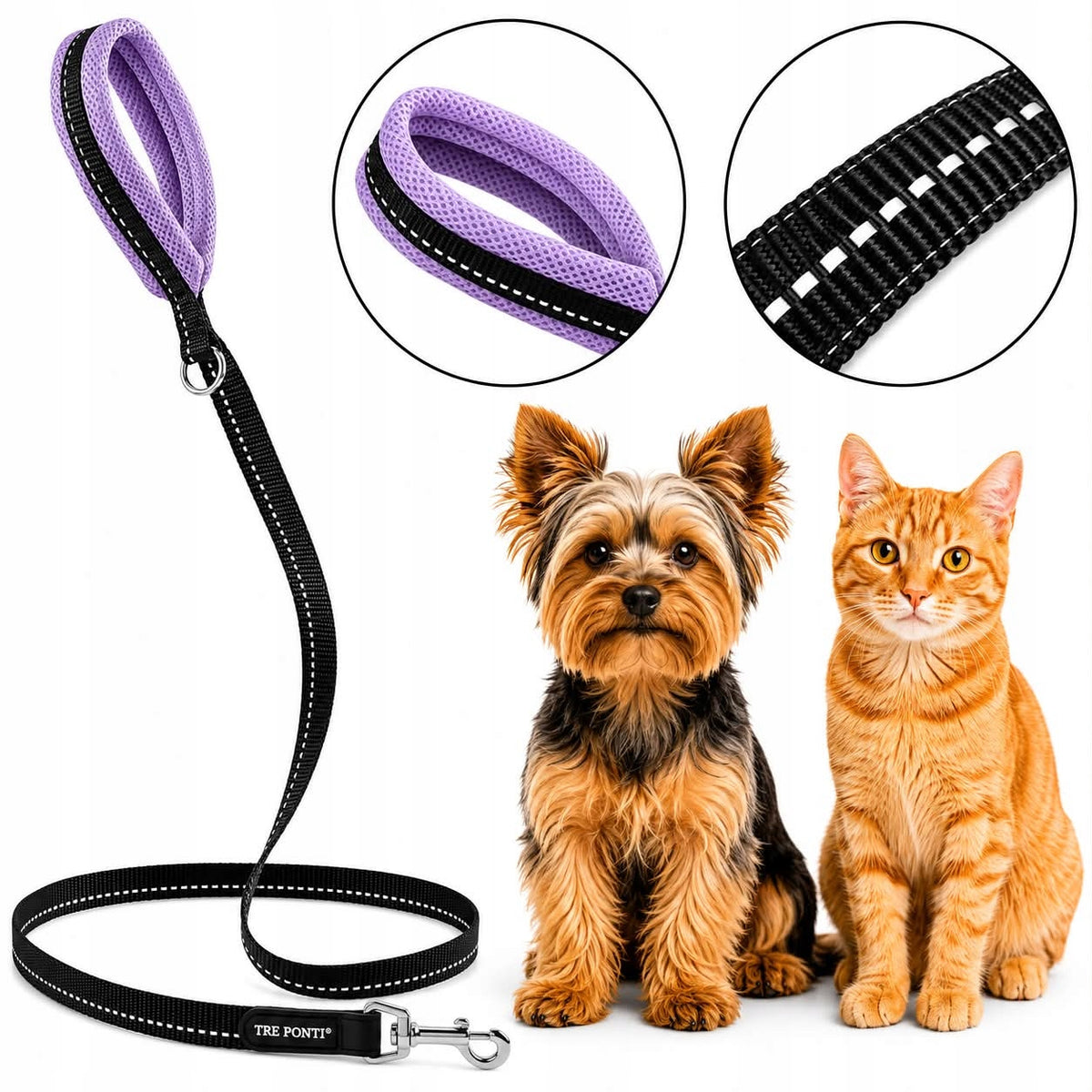 Cat LANYARD TRE PONTI Mesh Purple SOFT handle 180cm LONG