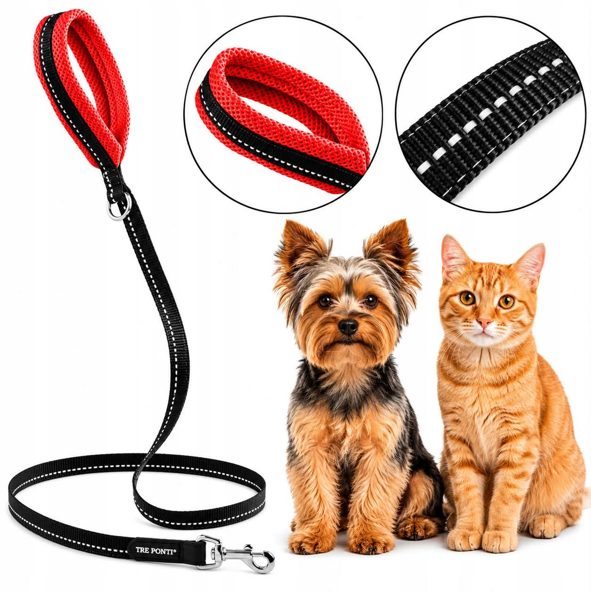 Cat LANYARD TRE PONTI Mesh Red SOFT handle 180cm LONG