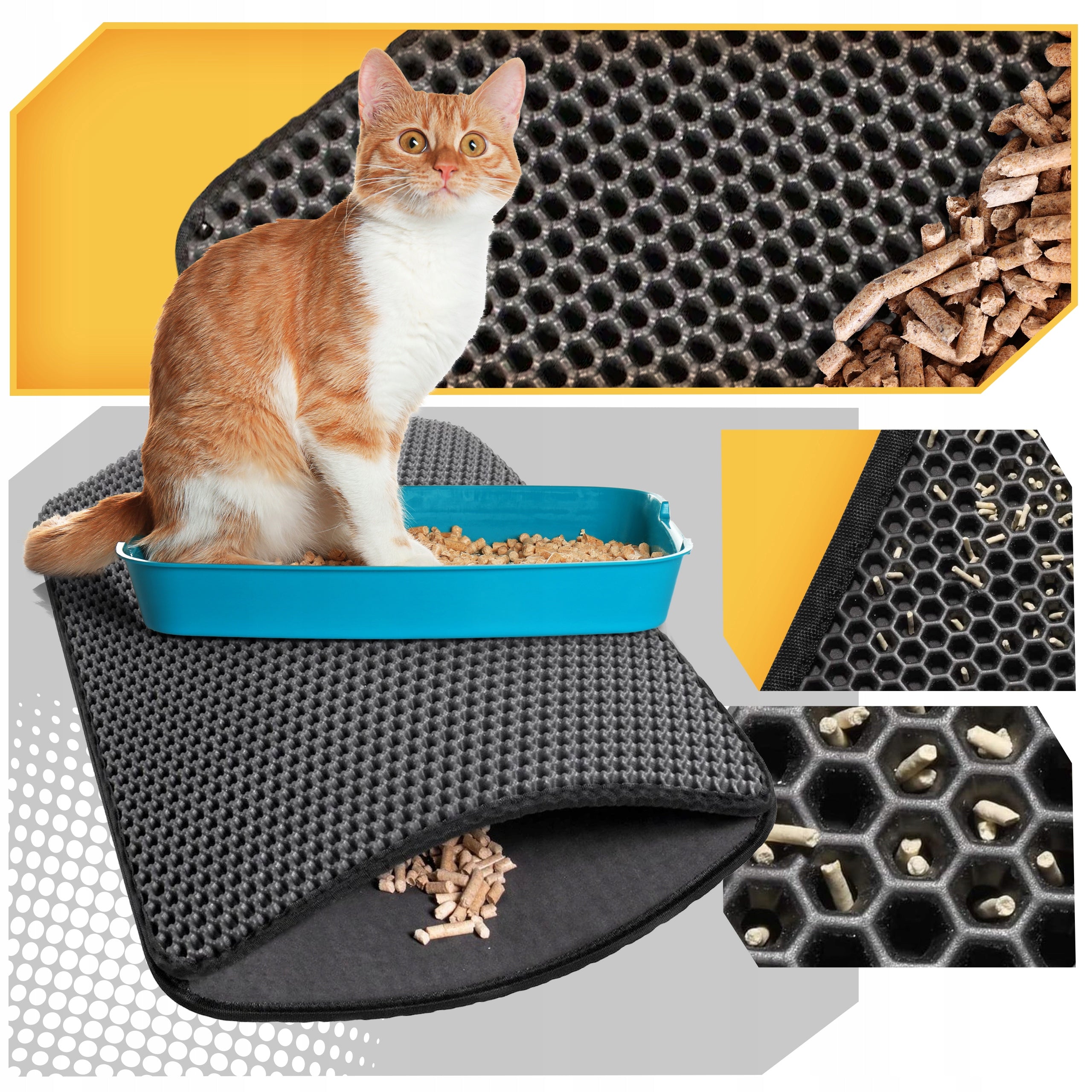 Cat LITTER BOX Mat Double Layer Wiper Pad Black XXL Manufacturer code MATA POD KUWETĘ pod żwirek dla kota