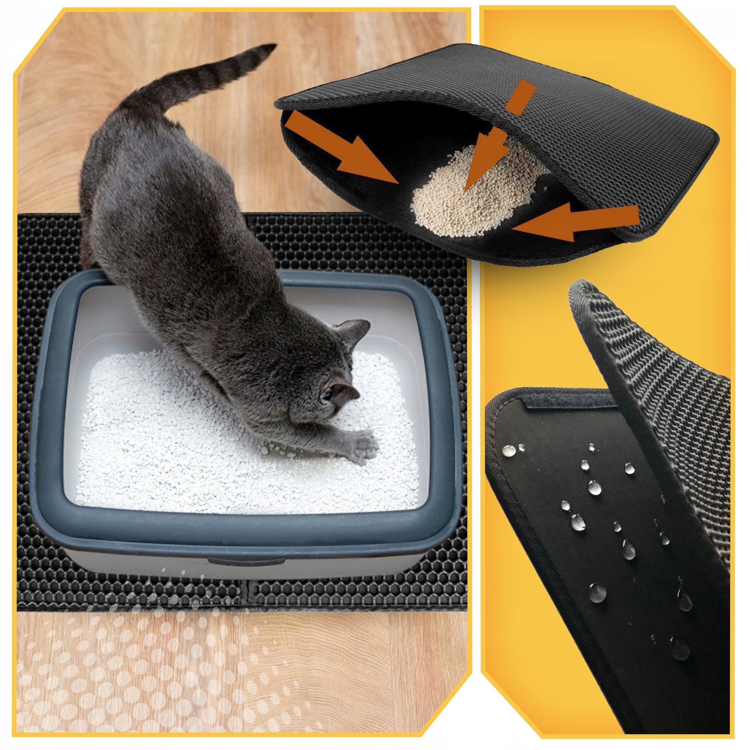 Cat LITTER BOX Mat Double Layer Wiper Pad Black XXL Trade name Dywanik Podkładka