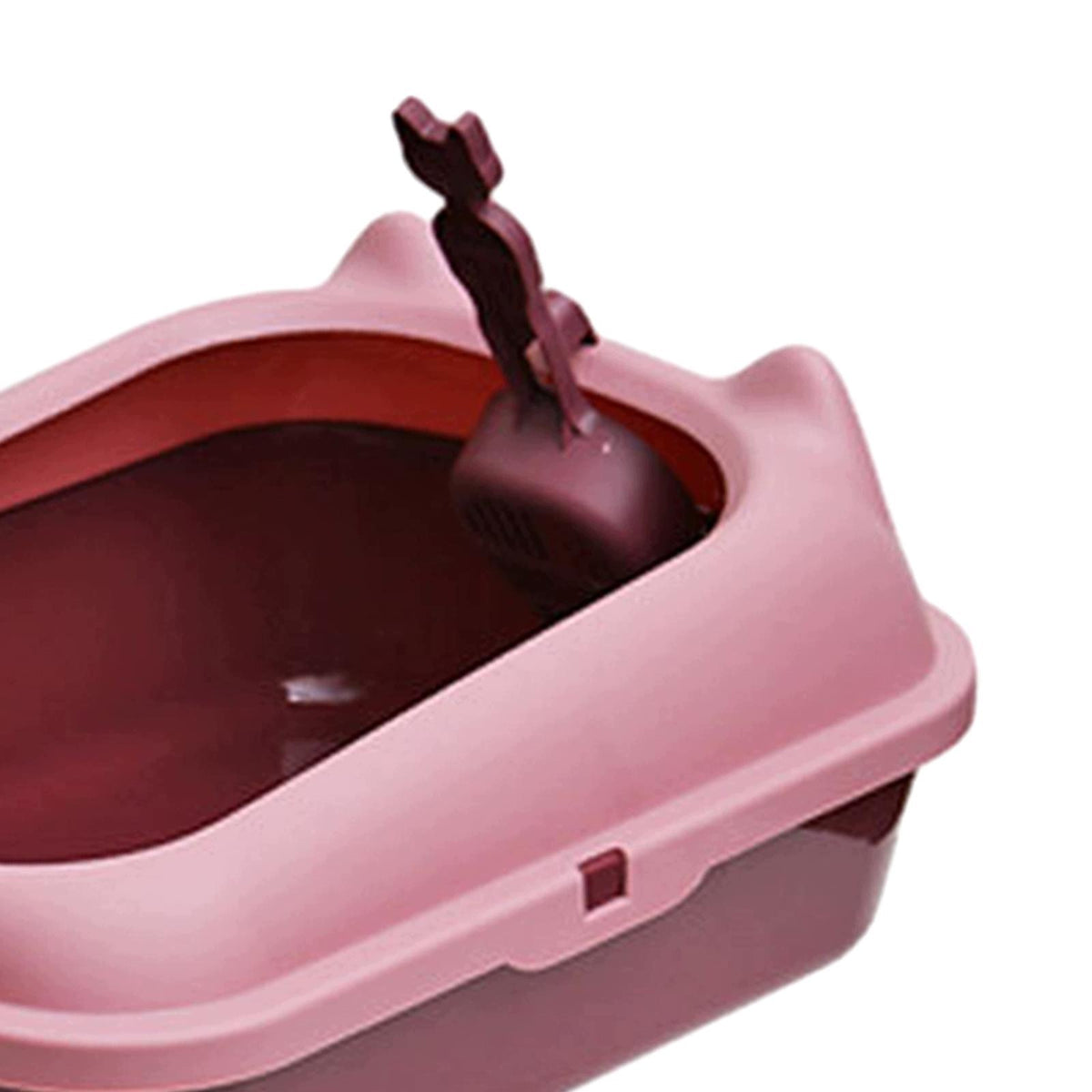 Cat Litter Basin with Scoop Cat Sand Box Portable Open Top Pet Litter Red Packaging status original