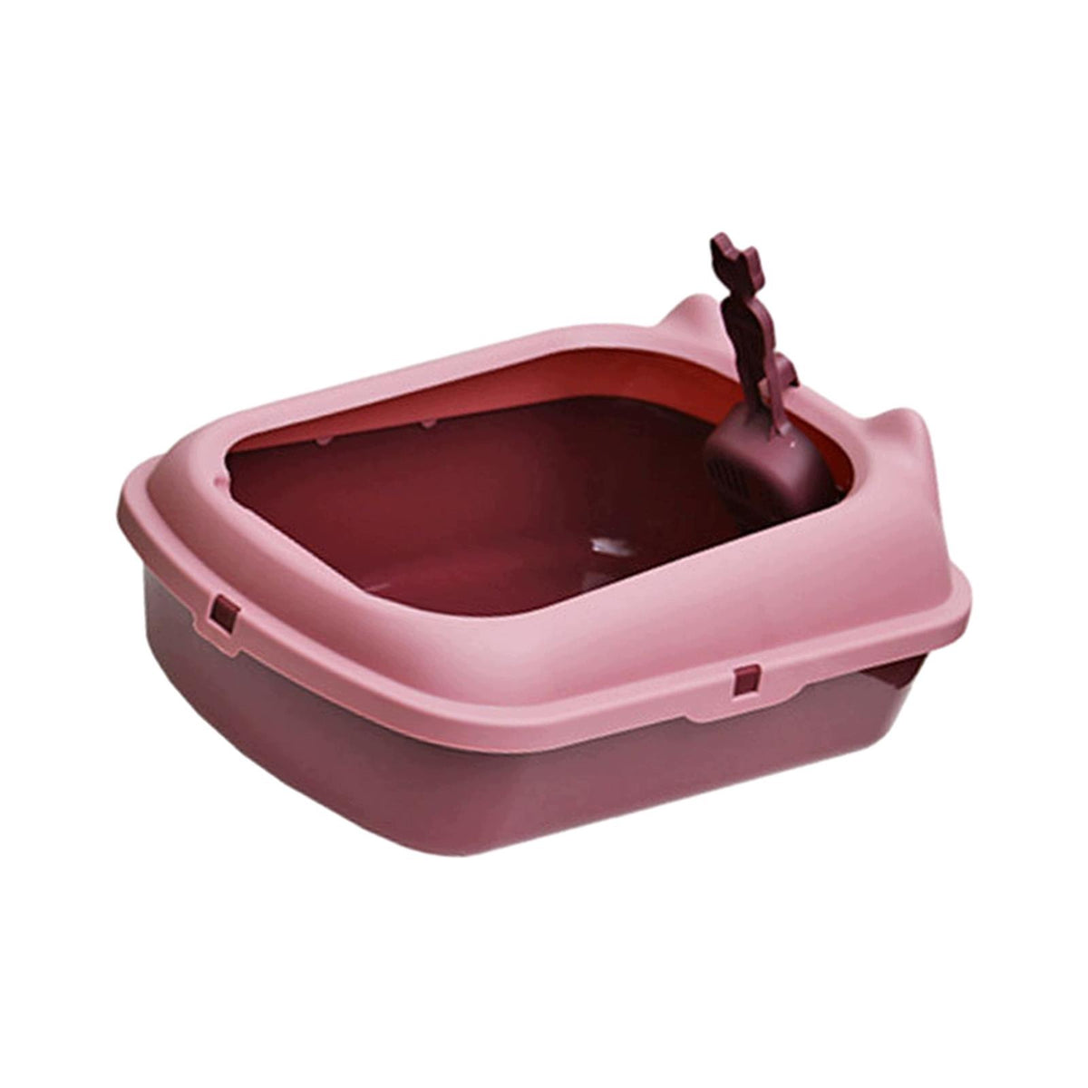 Cat Litter Basin with Scoop Cat Sand Box Portable Open Top Pet Litter Red