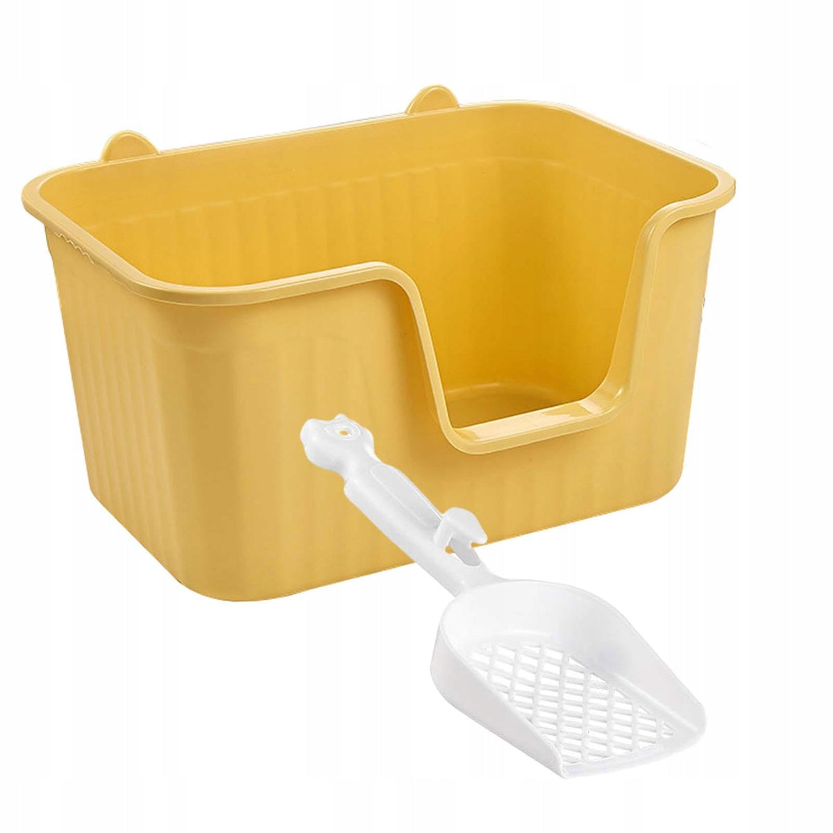 Cat Litter Basin with Scoop Splashproof Cat Sandbox Open Top Pet Xl Yellow