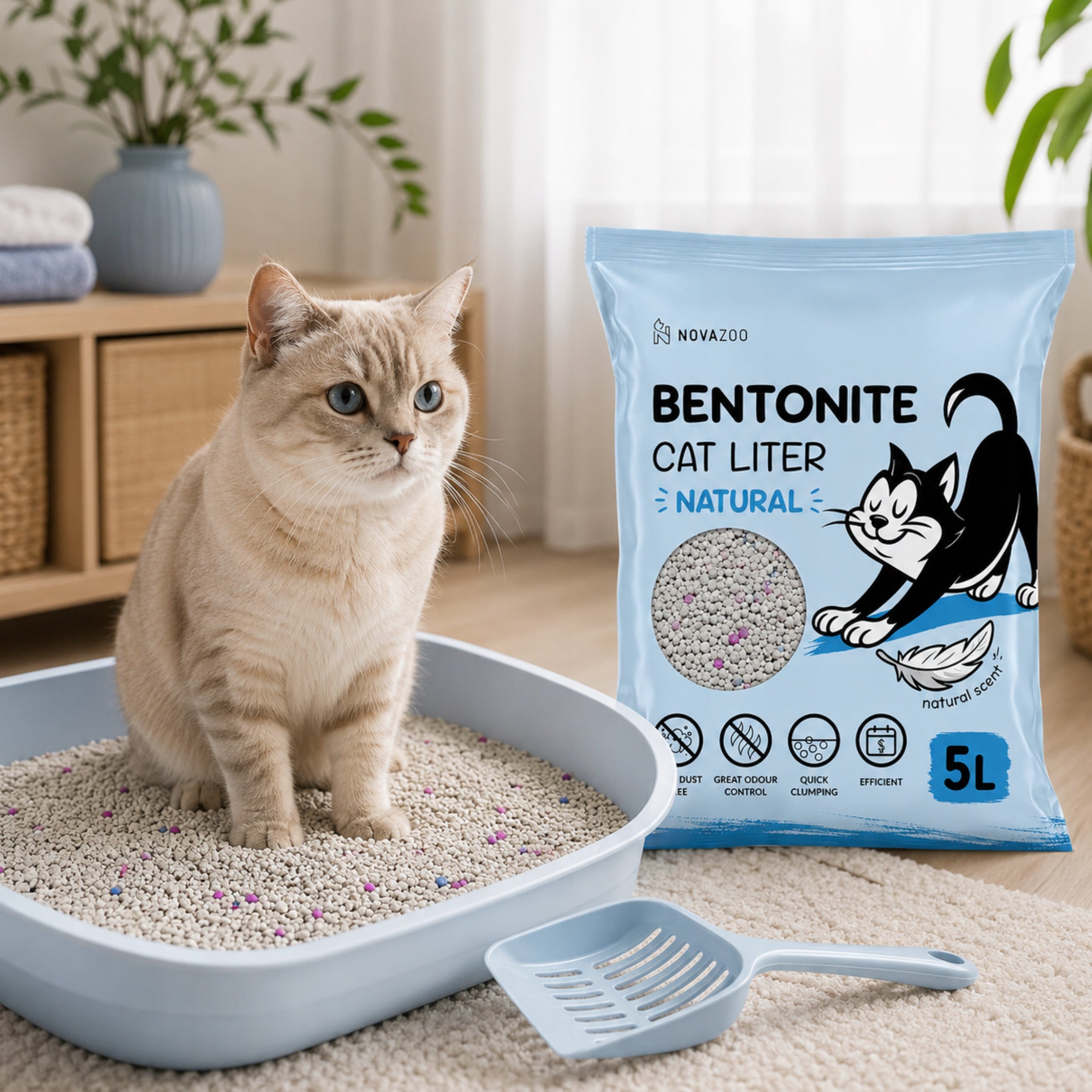 Cat Litter Bentonite 5 l Clumping Dust-Free Antibacterial Packaging status original