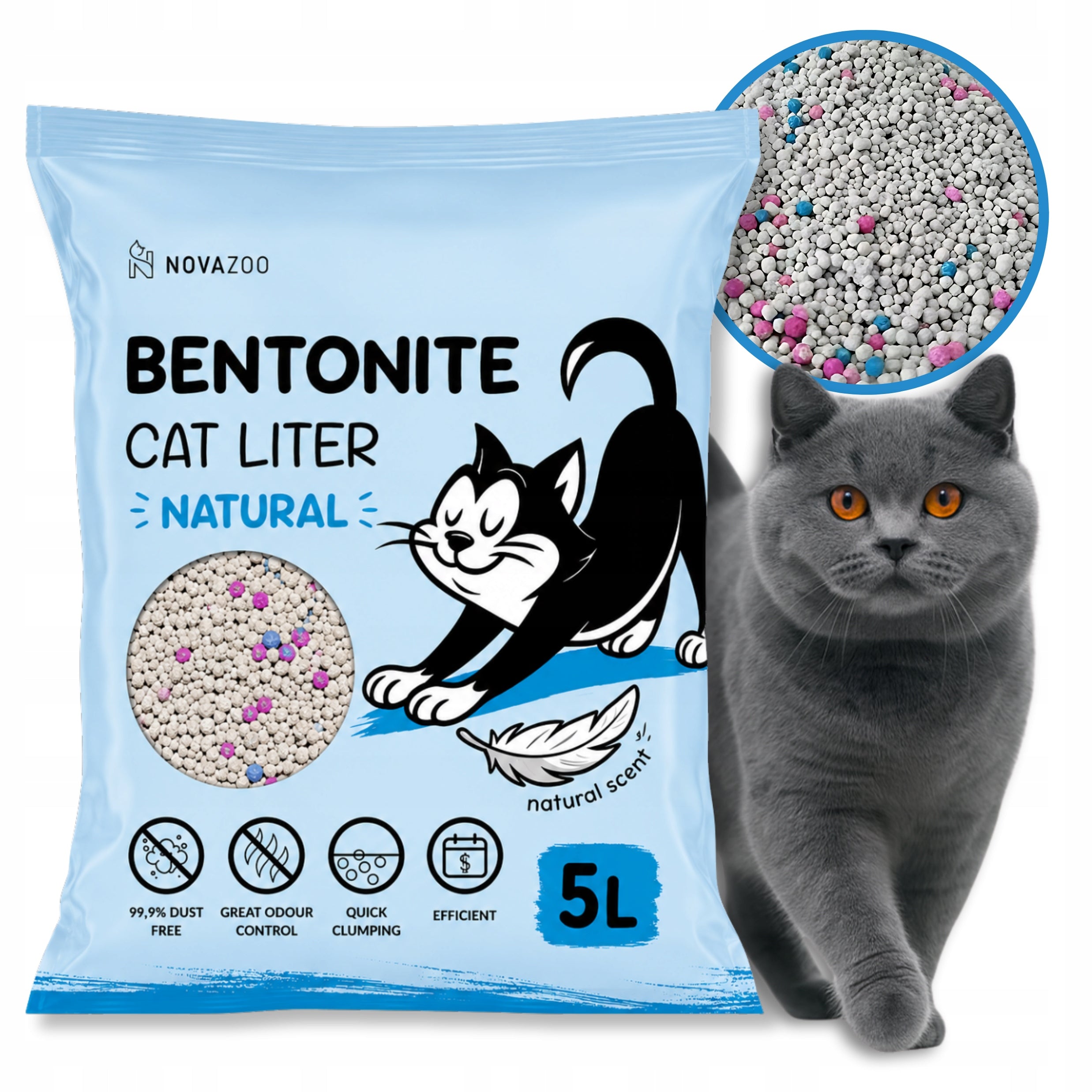 Cat Litter Bentonite 5 l Clumping Dust-Free Antibacterial