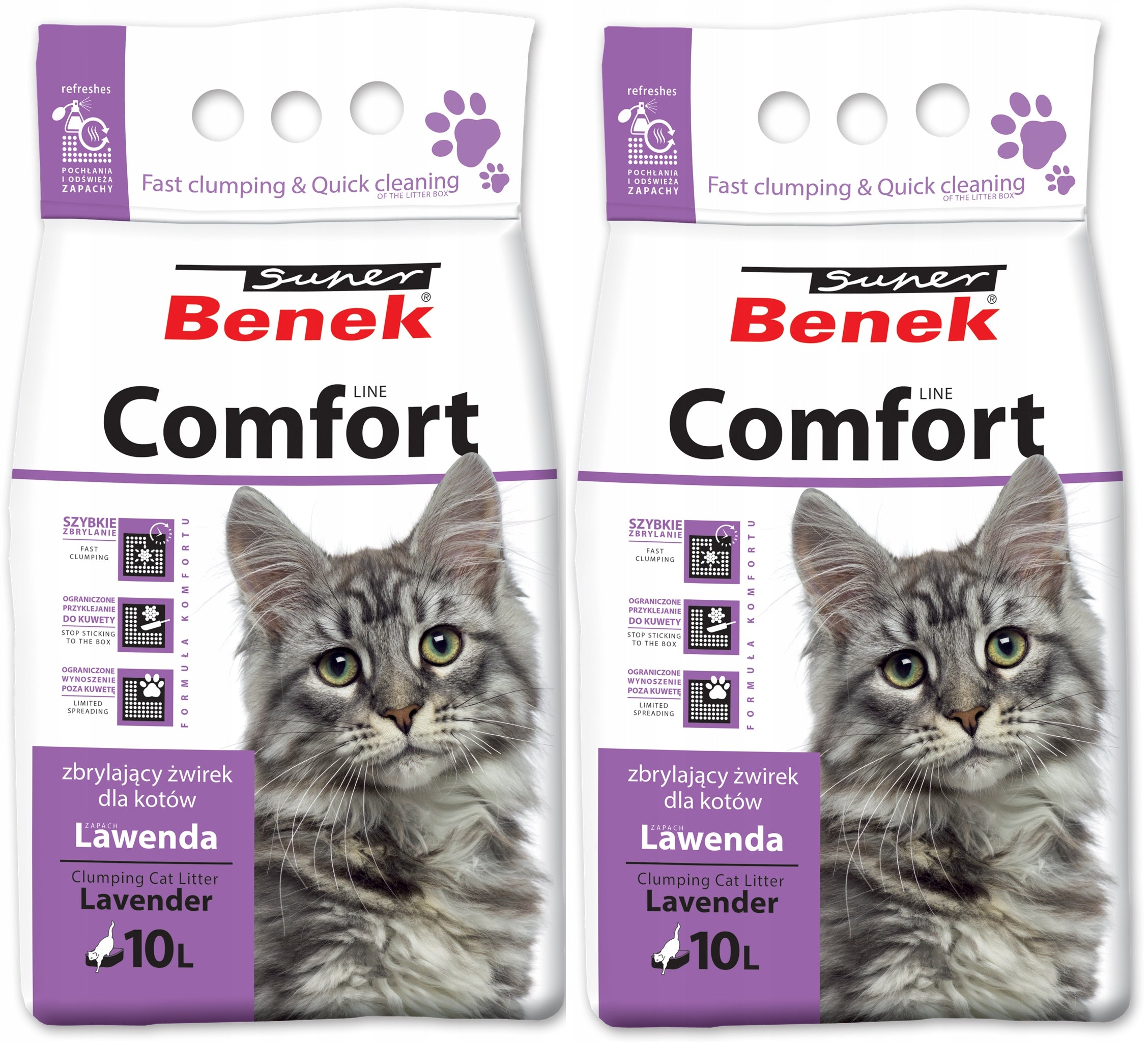 Cat Litter Bentonite Benek COMFORT Lavender 20L Clumping Lavender Volume 20 l