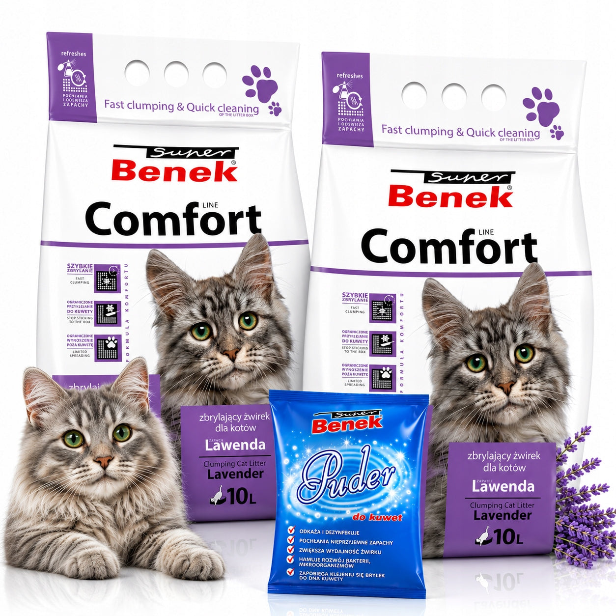 Cat Litter Bentonite Benek COMFORT Lavender 20L Clumping Lavender