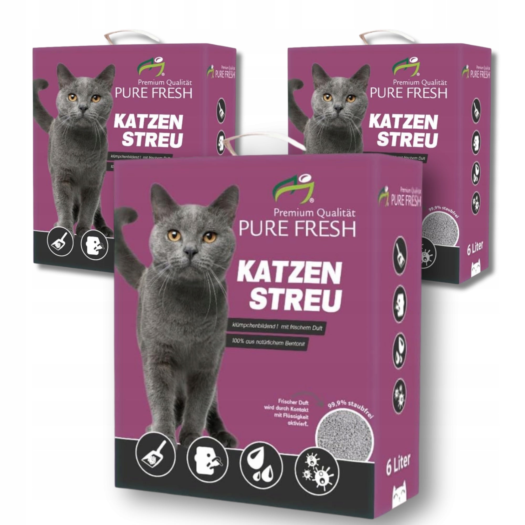 Cat Litter Bentonite Clumping 18L Compact Unscented 3x6L