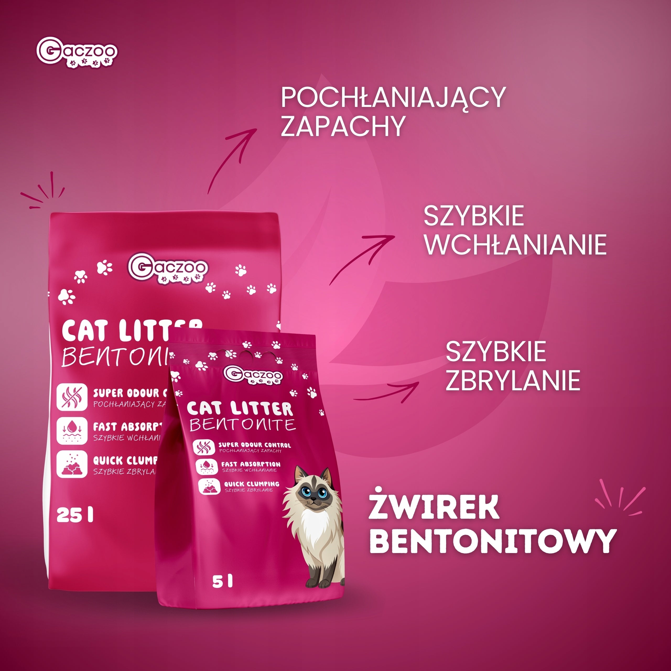 Cat Litter Bentonite Clumping Gaczoo 25 L Compact Fine Grain Kind bentonite