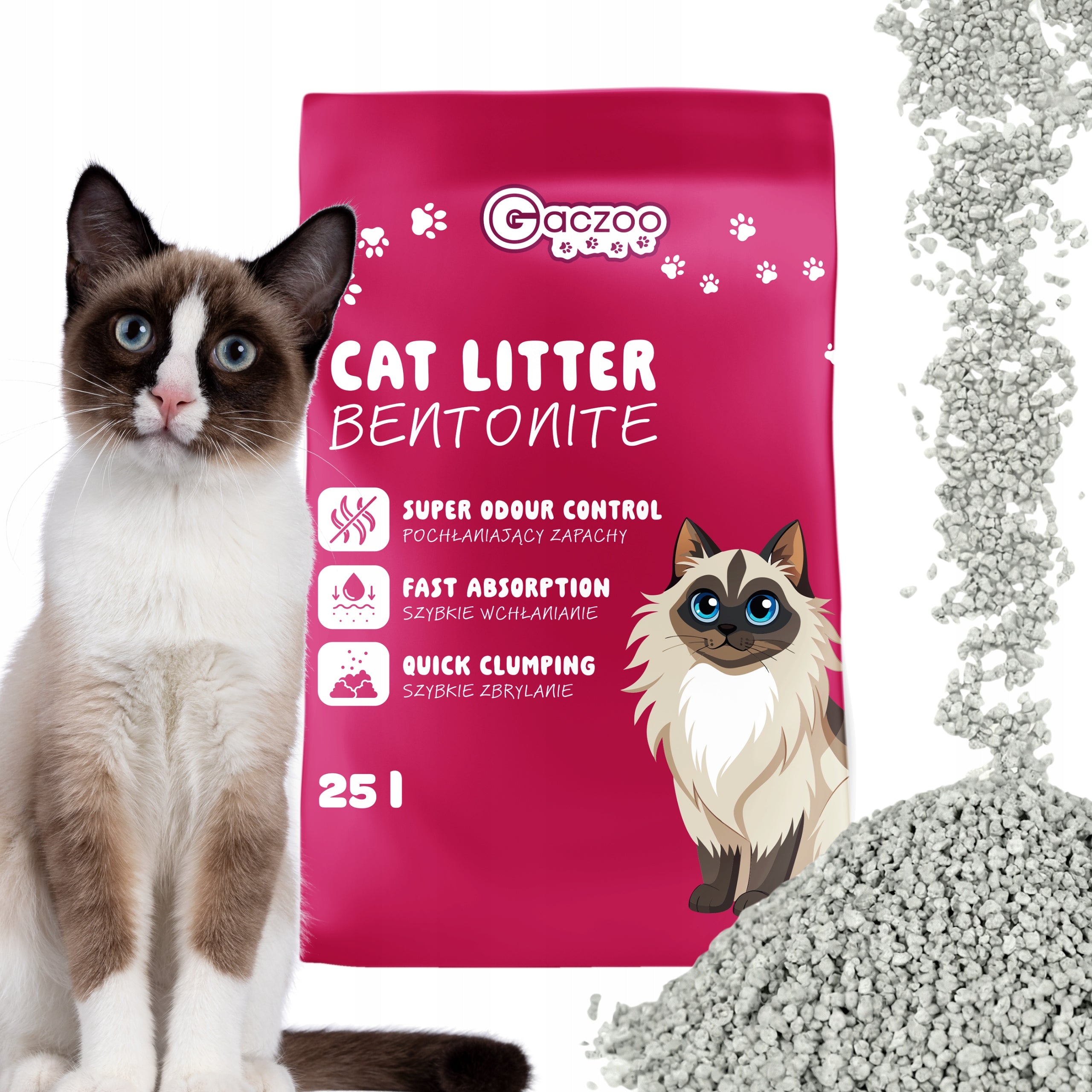Cat Litter Bentonite Clumping Gaczoo 25 L Compact Fine Grain