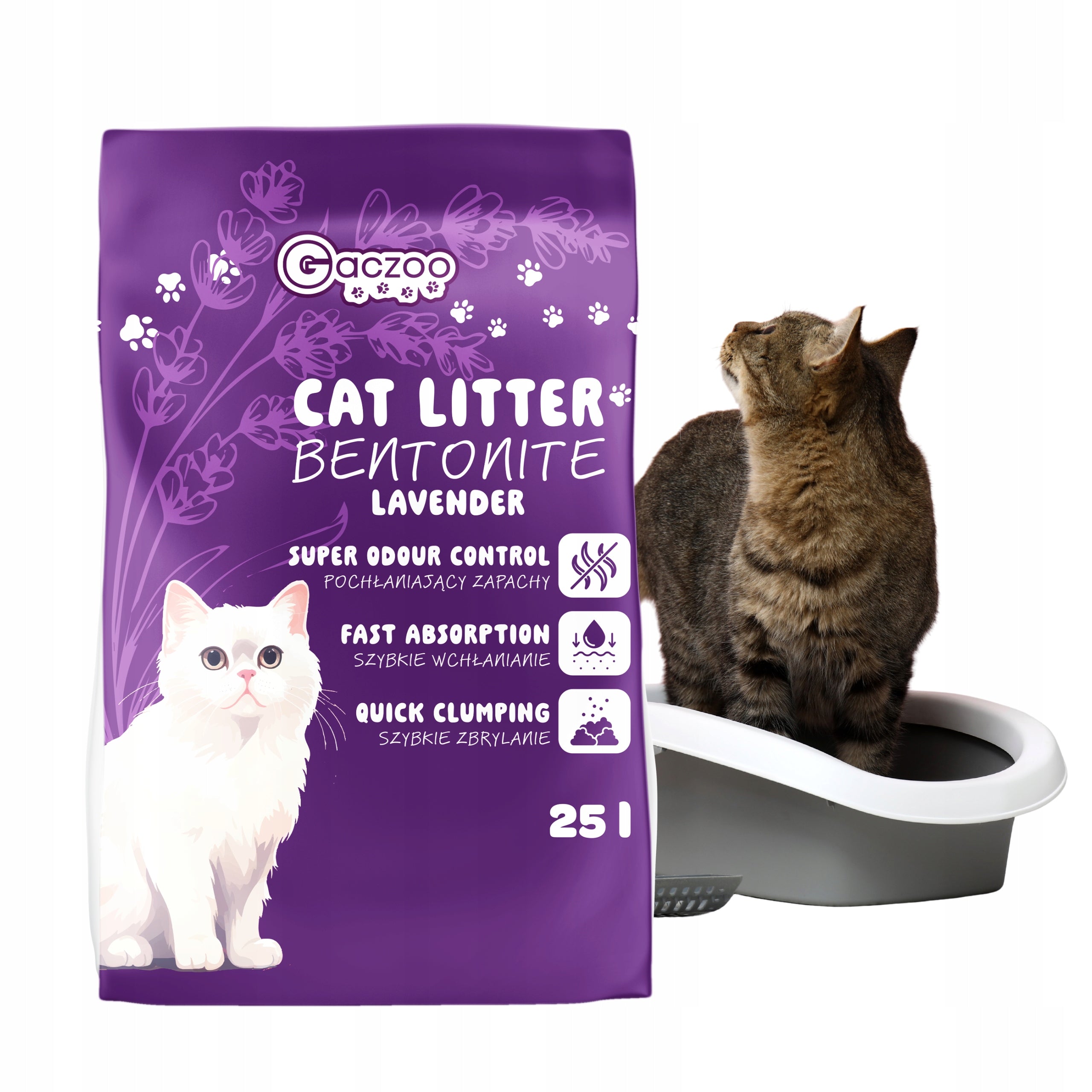 Cat Litter Bentonite Lavender 25 L Gaczoo Compact Clumping Volume 25 l