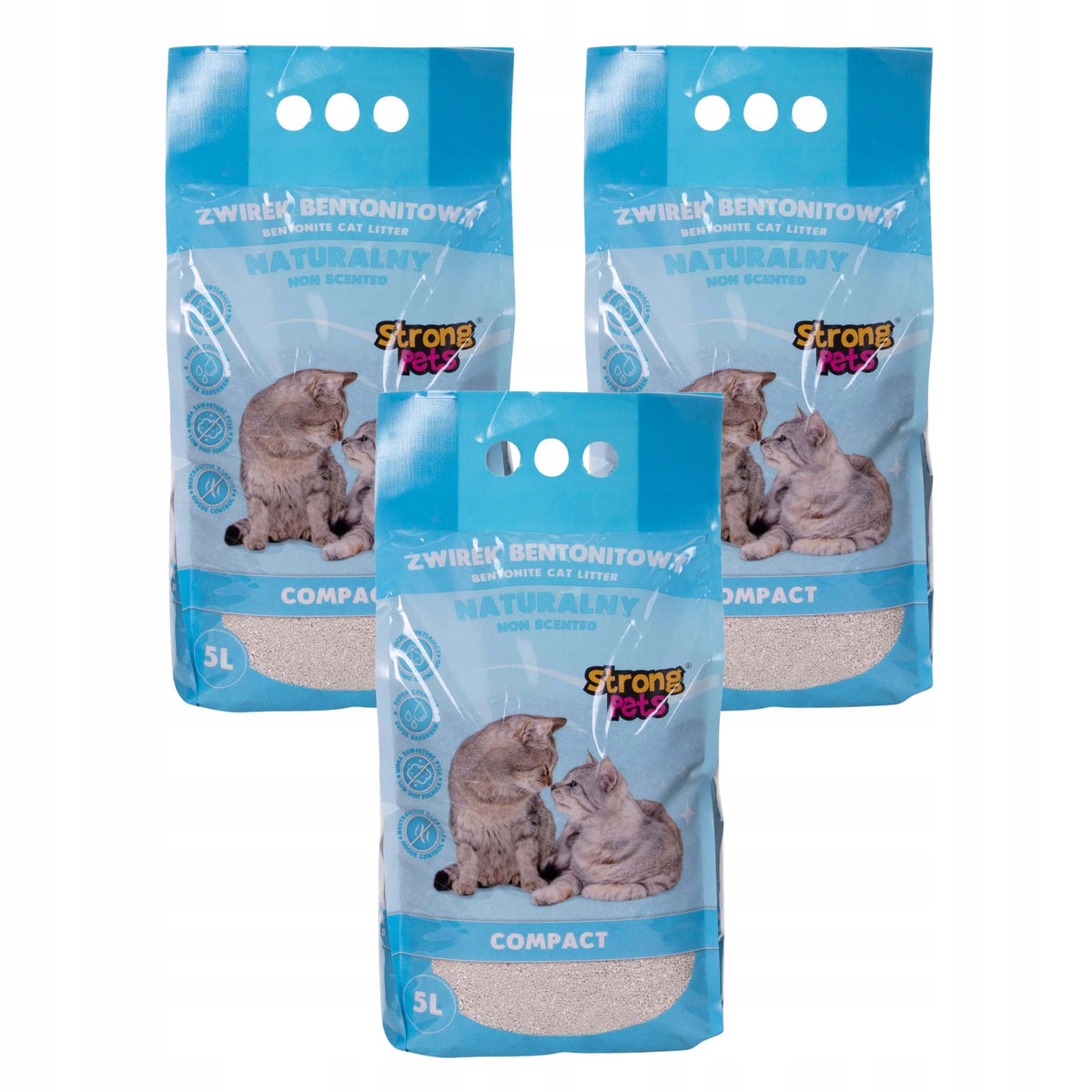 Cat Litter Bentonite Premium Compact Fine Natural Dust-Free 3x5L