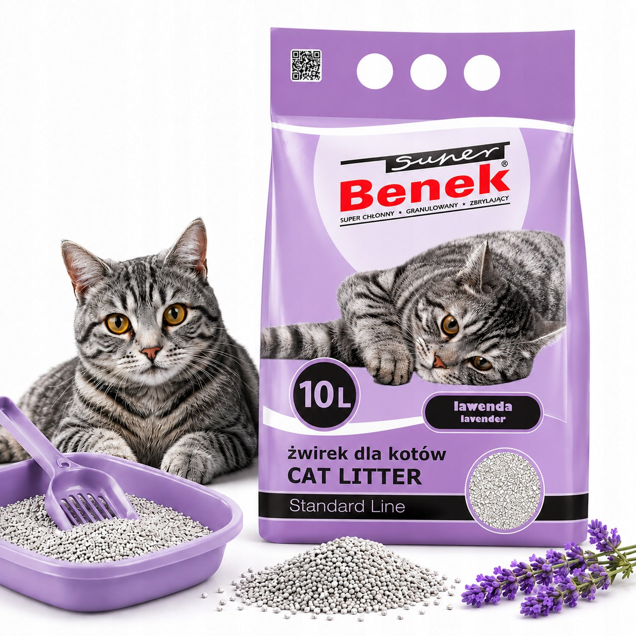 Cat Litter Bentonite Super Benek Lavender 10l Standard Clumping