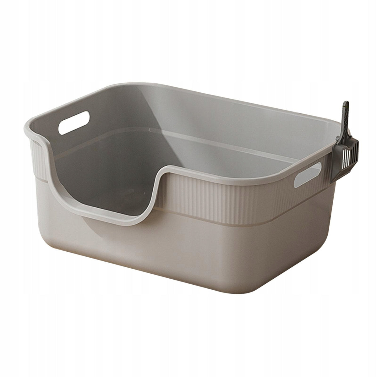 Cat Litter Box 24cm High Sided Sifting Litter Tray with Litter Spade Gray