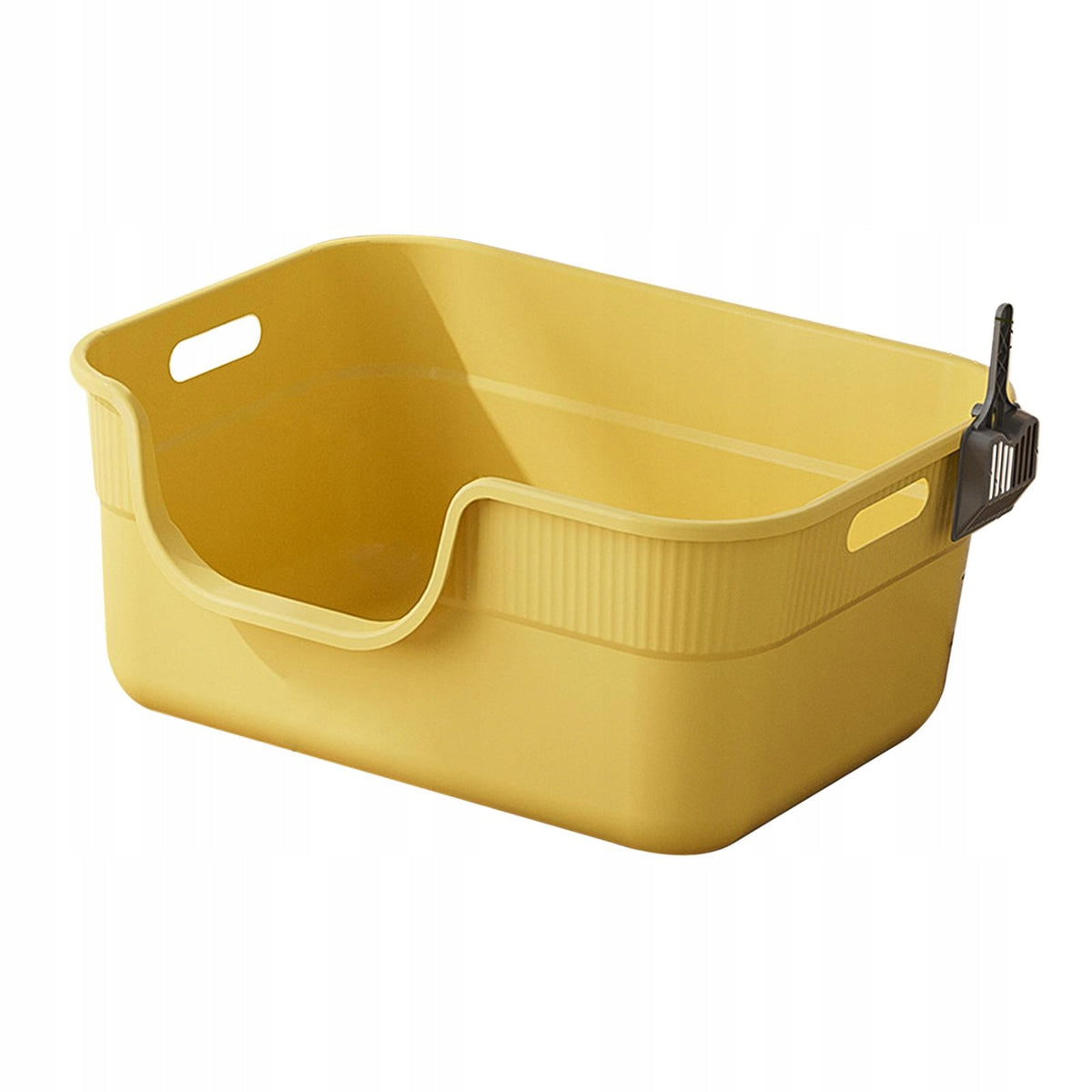 Cat Litter Box 24cm High Sided Sifting Litter Tray with Litter Spade Yellow