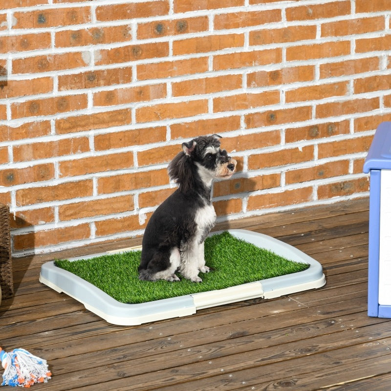 Cat Litter Box 63 x 48.5 x 6 cm in Green Plastic with Pet Gate