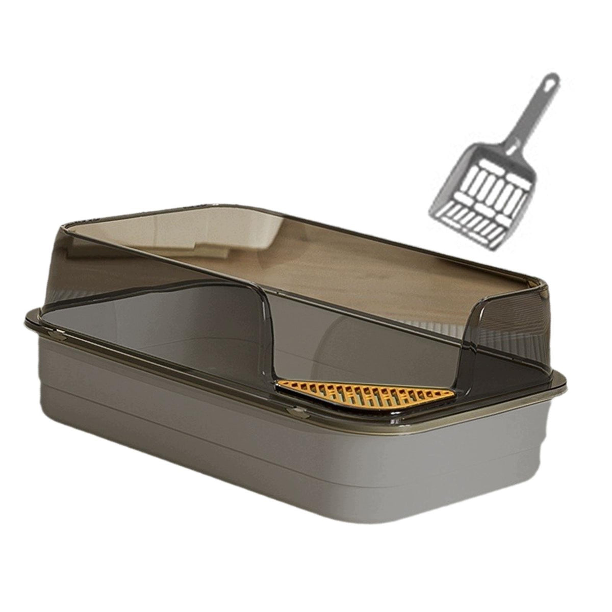 Cat Litter Box Bedpan Cat Litter Container Heighten Splashproof Grey