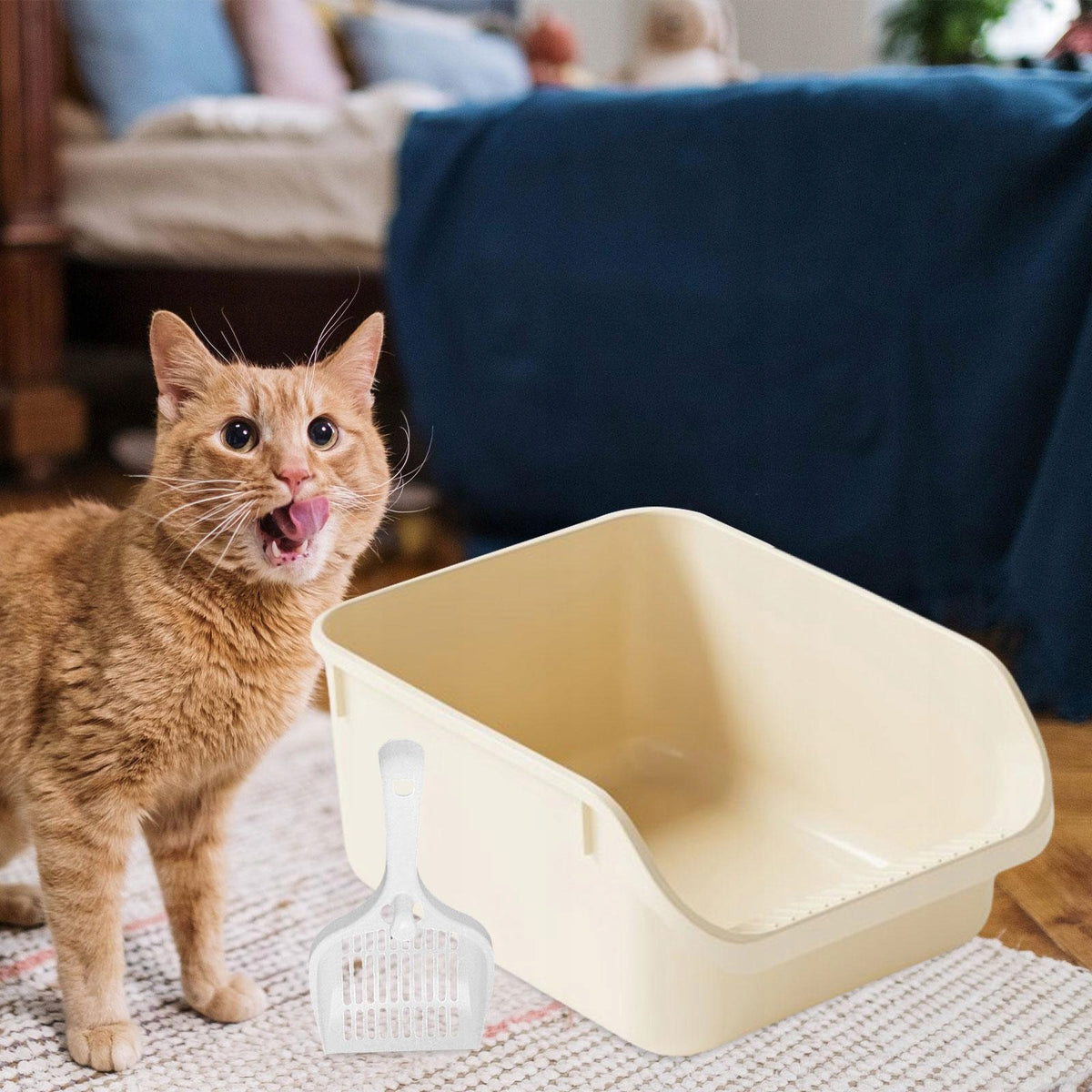 Cat Litter Box Bedpan Cat Litter Container Portable Pet Supplies Open Beige