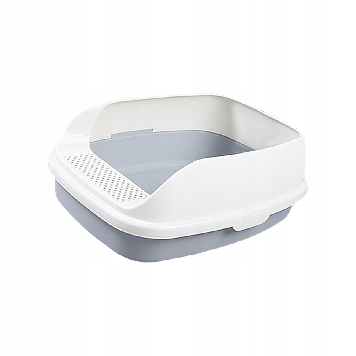 Cat Litter Box Durable Cat Sand Basin Open Top Pet Litter Tray Cat White