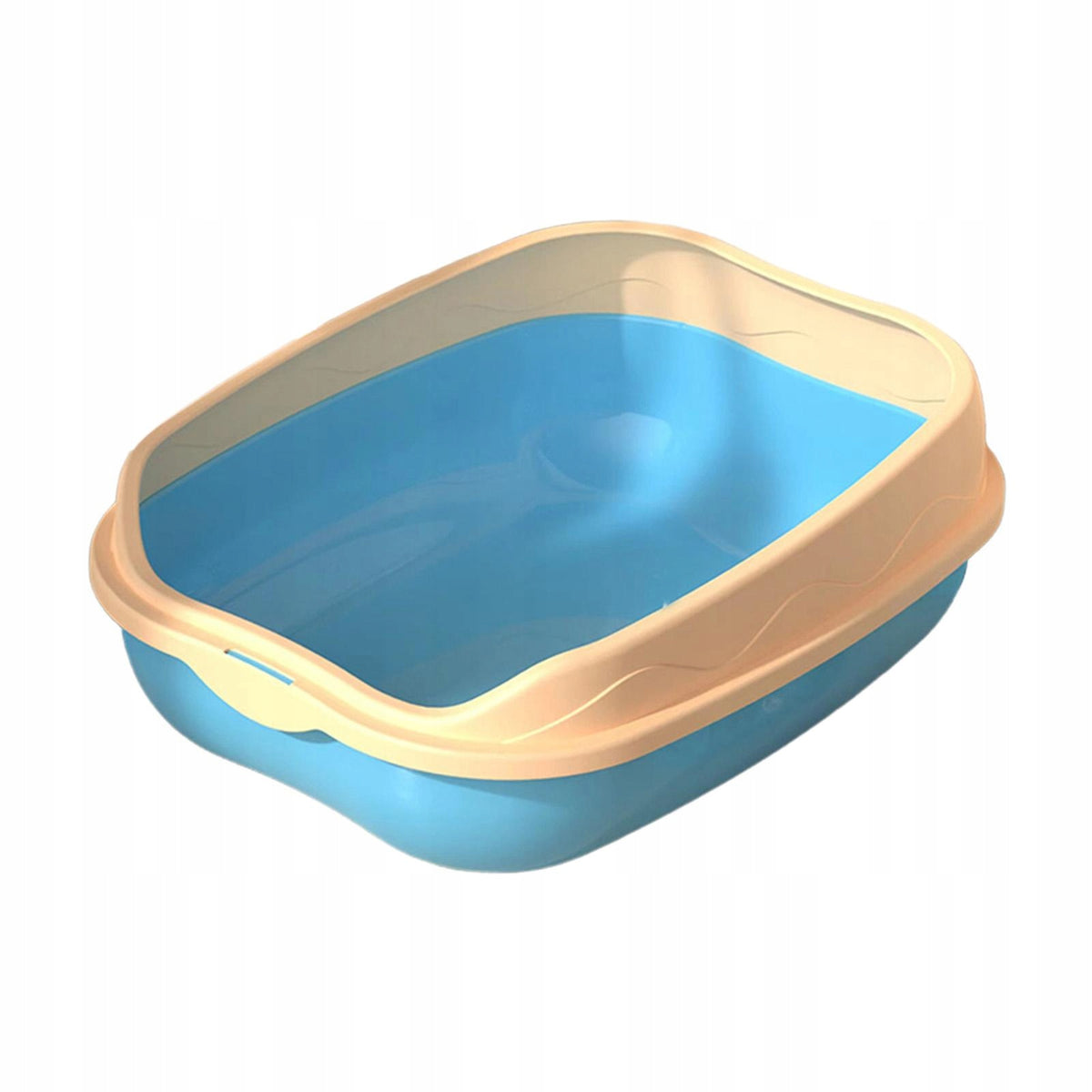 Cat Litter Box Easy to Clean Sturdy Scatter Shield Cat Litter Tray Blue