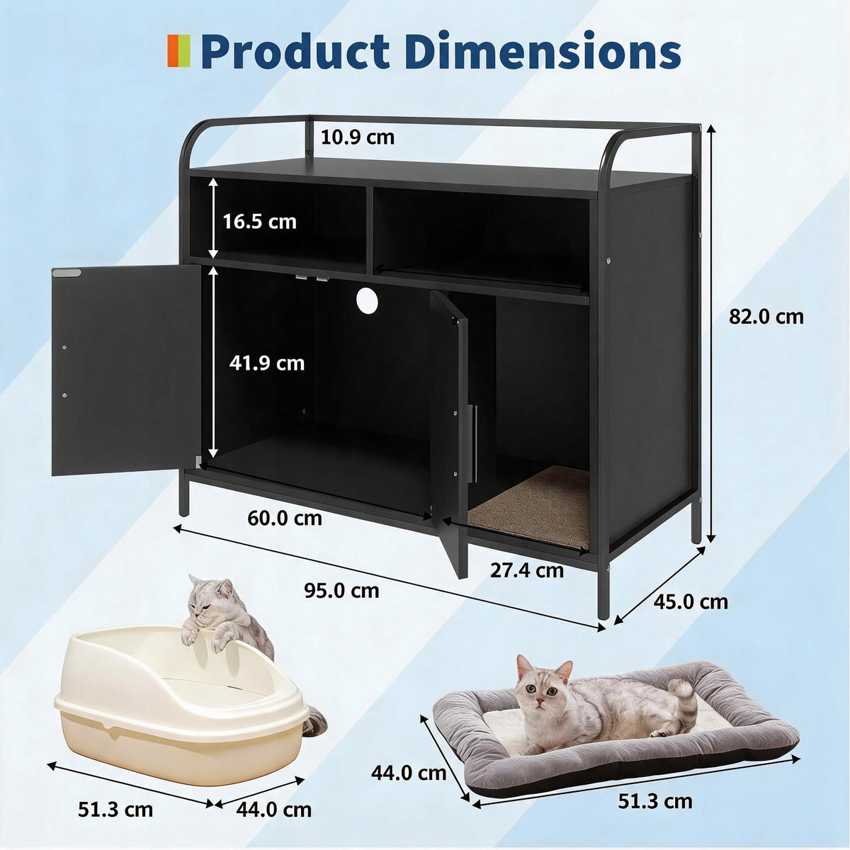 Cat Litter Box Enclosure Cabinet, Front Entry Ventilation, Black Manufacturer code zhizaoshang