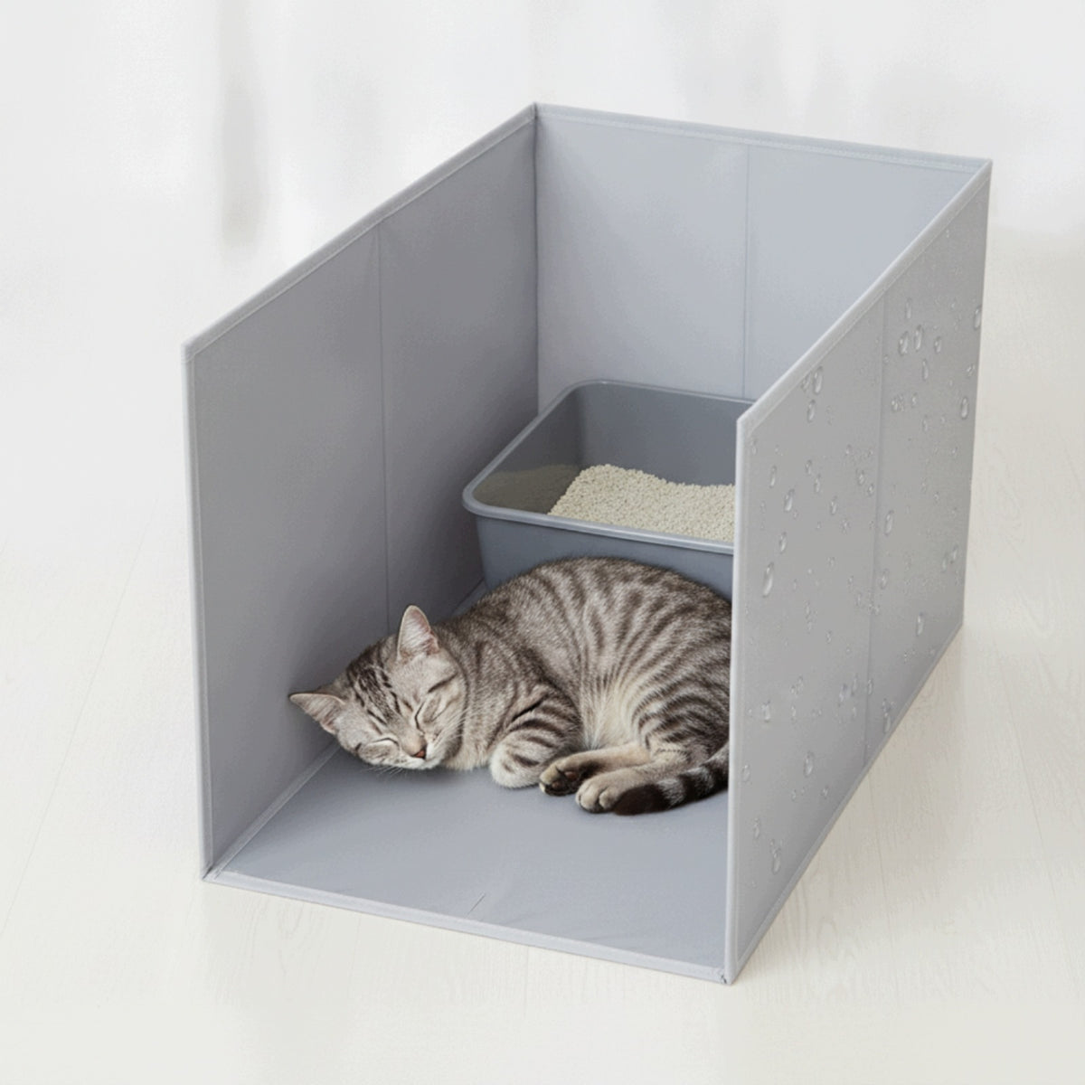 Cat Litter Box Enclosure with Mat Splash-Proof for Small Areas, Cats Packaging status original
